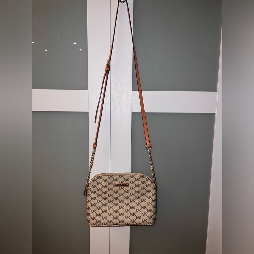 Michael Kors Beige and Orange Crossbody Bag